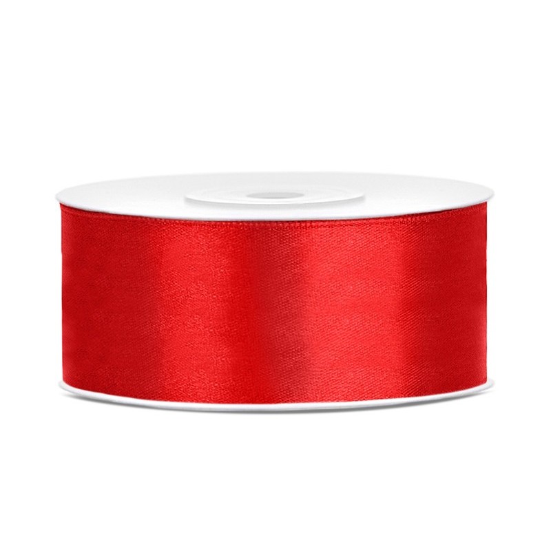 ruban en satin rouge 25m x 25mm