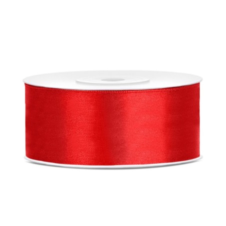 ruban en satin rouge 25m x 25mm